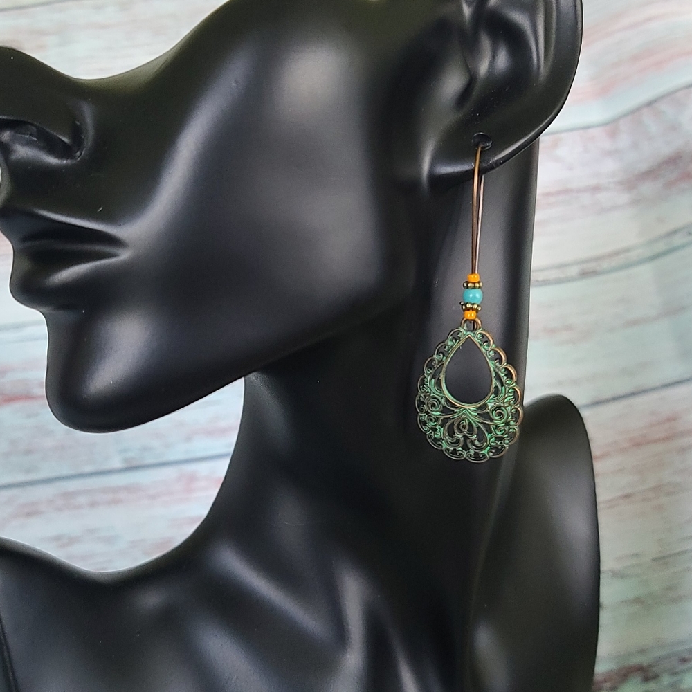 Bronze Teardrop Dangle Earrings